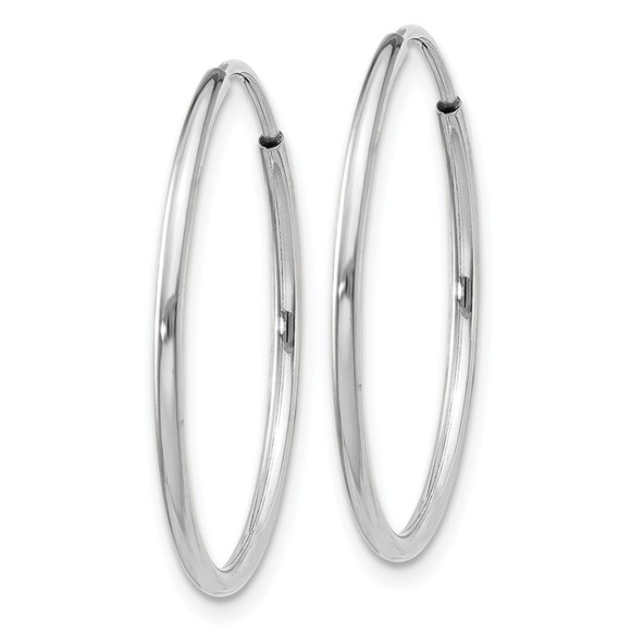 14k White Gold Polished Endless Tube Hoop Earrings 25 L x 25 mm W